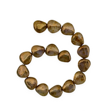 Load image into Gallery viewer, Czech glass smooth triangle nugget drop beads 16pc metallic bronze 12x11mm-Orange Grove Beads
