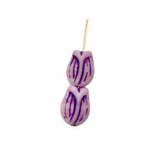 Load image into Gallery viewer, Czech glass tulip flower bud beads charms 8pc matte pink purple vertical drill 16x11mm
