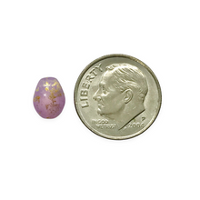 Load image into Gallery viewer, Czech glass tulip flower petal beads charms 40pc milky purple gold 8x6mm
