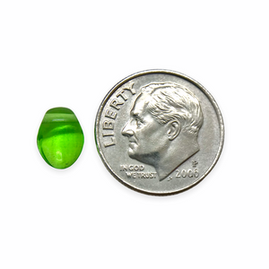 Czech glass tulip petal small leaf beads charms 40 translucent green 8x6mm