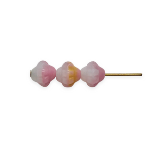 Czech glass turban Saturn beads 30pc opaque white pink 6mm-Orange Grove Beads