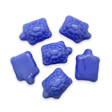 Czech glass large turtle tortoise beads charms 8pc blue 19x14mm-Orange Grove Beads