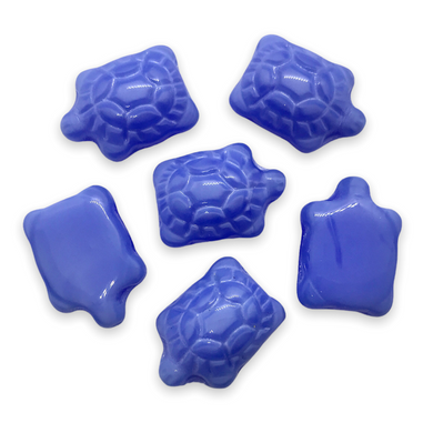 Czech glass large turtle tortoise beads charms 8pc blue 19x14mm-Orange Grove Beads