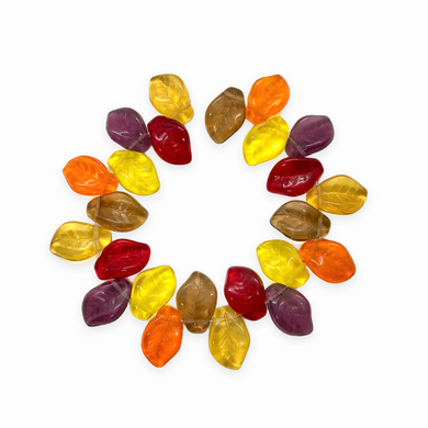 Czech glass fall twist leaf beads mix 24pc red orange yellow brown-Orange Grove Beads