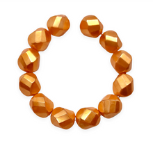 Load image into Gallery viewer, Czech glass faceted helix round beads 12pc crystal orange pearl 10mm-Orange Grove Beads
