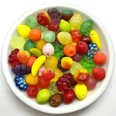 The Ultimate Czech glass fruit salad beads charms 56pc berries, oranges, lemon lime #3-Orange Grove Beads