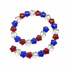 Load image into Gallery viewer, Czech Glass Patriotic Star Beads Charms 30pc red crystal blue 8mm July 4th-Orange Grove Beads
