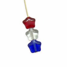 Load image into Gallery viewer, Czech Glass Patriotic Star Beads 30pc red crystal blue 8mm July 4th
