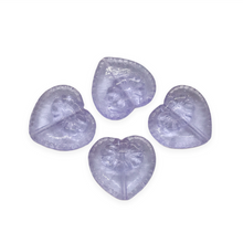 Load image into Gallery viewer, Czech glass Victorian heart flower beads charms 4pc alexandrite purple 17mm-Orange Grove Beads
