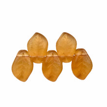 Load image into Gallery viewer, Czech glass wavy leaf beads 20pc amber yellow 14x10mm-Orange Grove Beads
