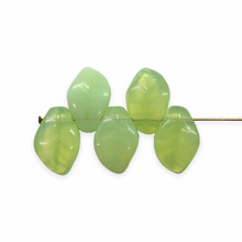 Load image into Gallery viewer, Czech glass wavy leaf beads 20pc mint green opal 14x10mm
