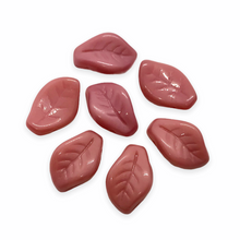 Load image into Gallery viewer, Czech glass wavy curved leaf beads 20pc opaque satin pink 14x9mm-Orange Grove Beads
