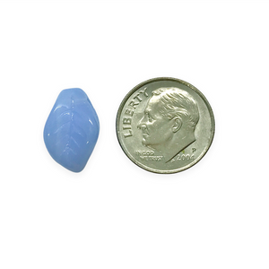 Czech glass wavy leaf beads 20pc sky blue opal 14x9mm
