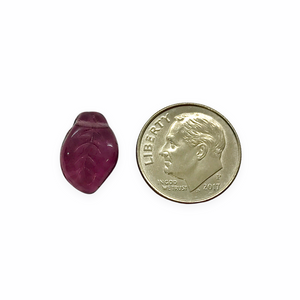 Czech glass wavy leaf beads 20pc translucent purple 14x9mm
