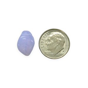 Czech glass wavy leaf beads 20pc violet opal 14x9mm side drilled