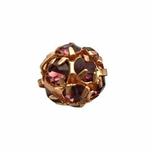Load image into Gallery viewer, Czech rhinestone disco ball round beads 6pc gold amethyst 8mm-Orange Grove Beads
