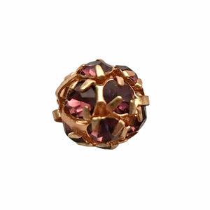 Czech rhinestone disco ball round beads 6pc gold amethyst 8mm-Orange Grove Beads