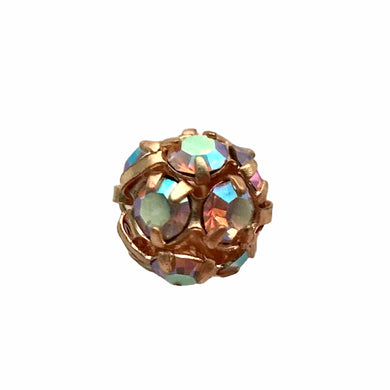 Czech rhinestone disco ball round beads 6pc gold crystal AB 8mm-Orange Grove Beads