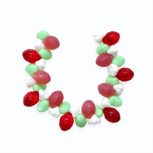 Load image into Gallery viewer, Czech glass strawberry fruit shaped beads 36pc tiny leaves and flowers #3-Orange Grove Beads
