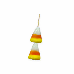 Halloween Candy Corn lampwork glass beads charms 8pc 17x9mm