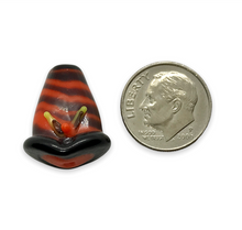 Load image into Gallery viewer, Lampwork glass Halloween orange black witch hat focal beads mix 4pc
