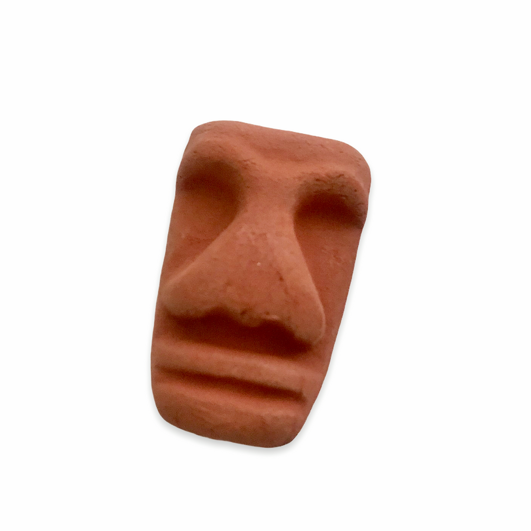 Tiki pendant red brown clay 42x27x18mm ceramic unglazed terracotta #1-Orange Grove Beads