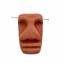 Load image into Gallery viewer, Tiki pendant red brown clay 42x27x18mm ceramic unglazed terracotta #1
