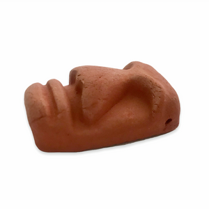 Tiki pendant red brown clay 42x27x18mm ceramic unglazed terracotta #1