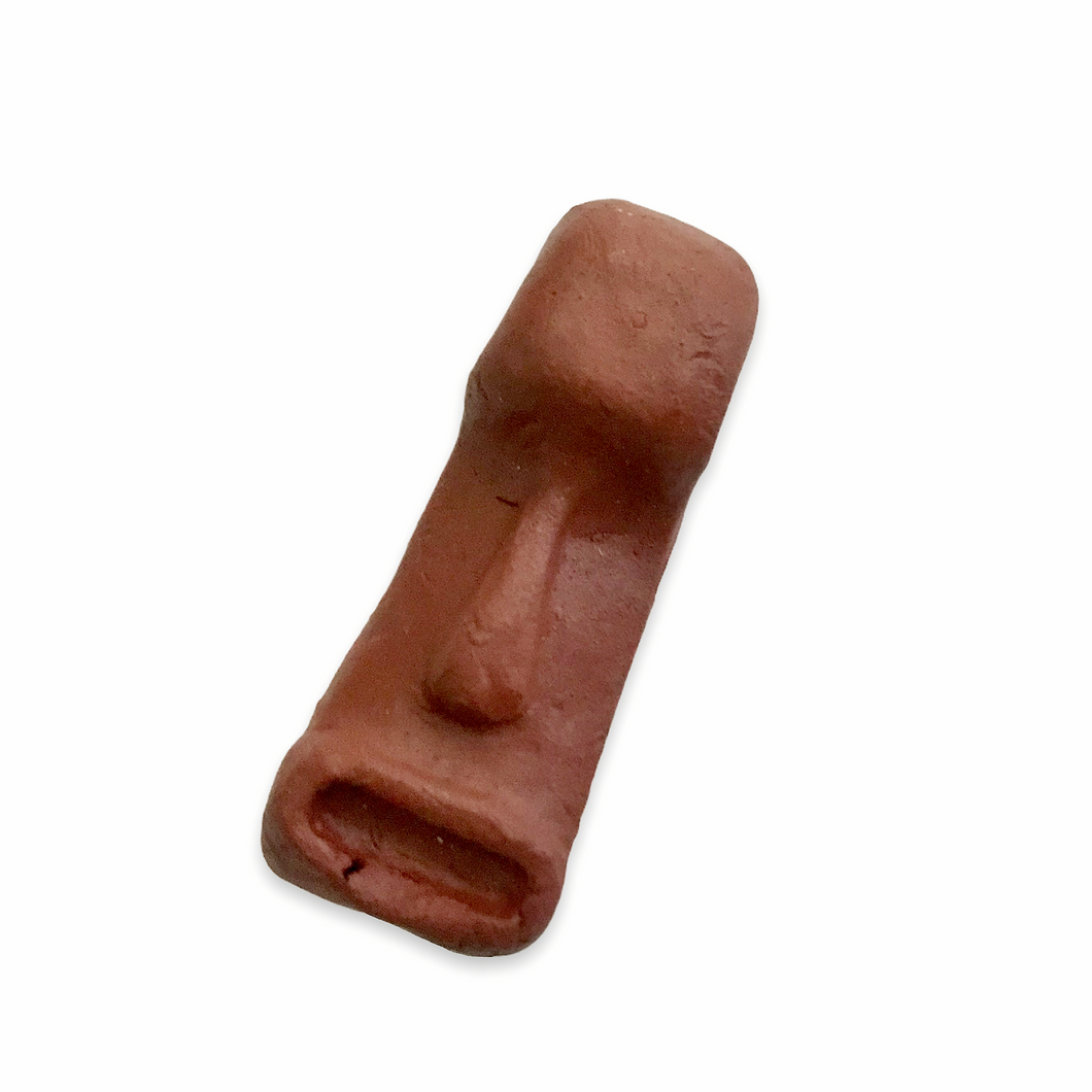 Tiki face pendant brown clay 53x21x15mm ceramic unglazed terracotta-Orange Grove Beads