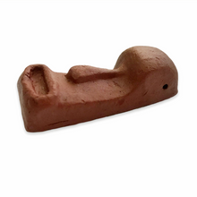 Load image into Gallery viewer, Tiki face pendant brown clay 53x21x15mm ceramic unglazed terracotta
