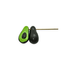 Load image into Gallery viewer, Tiny avocado beads Peruvian ceramic 4pc 13x10mm
