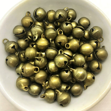 Christmas metal jingle bell beads charms 20pc raw brass gold tone 8mm-Orange Grove Beads