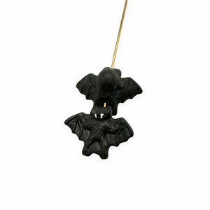 Tiny Halloween vampire bat beads Peruvian ceramic 4pc 17x13mm