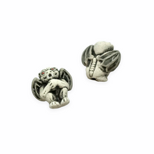 Load image into Gallery viewer, Tiny winged gargoyle beads Peruvian ceramic 4pc 14x14mm
