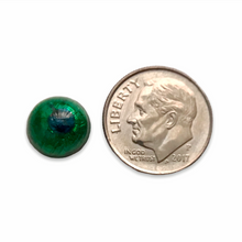 Load image into Gallery viewer, Rare antique Czech glass peacock eye cabochon 1pc blue green foil 10mm
