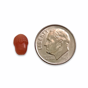 Vintage German glass fall acorn nailhead beads 20pc red brown 8x6mm