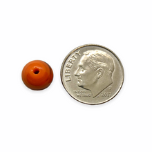 Load image into Gallery viewer, Vintage Japan round glass beads 20pc orange &amp; black Halloween swirl 8mm
