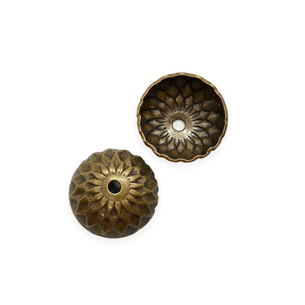 Vintage natural brass textured fall acorn bead caps 4pc 12.5mm-Orange Grove Beads