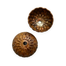 Load image into Gallery viewer, Vintage natural copper textured fall acorn bead caps 4pc 12.5mm-Orange Grove Beads
