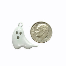 Load image into Gallery viewer, Halloween ghost charm pendant 2pc pewter white epoxy 22mm
